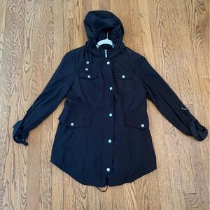 FRENCH CONNECTION BLACK HOODED JACKET / COAT – SIZE M